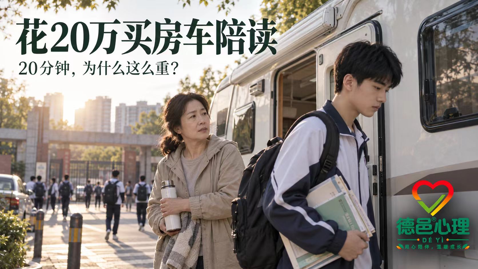 房车陪读背后的高考焦虑与家庭压力 母亲在学校附近房车陪读并关注高中孩子的学习与休息状态