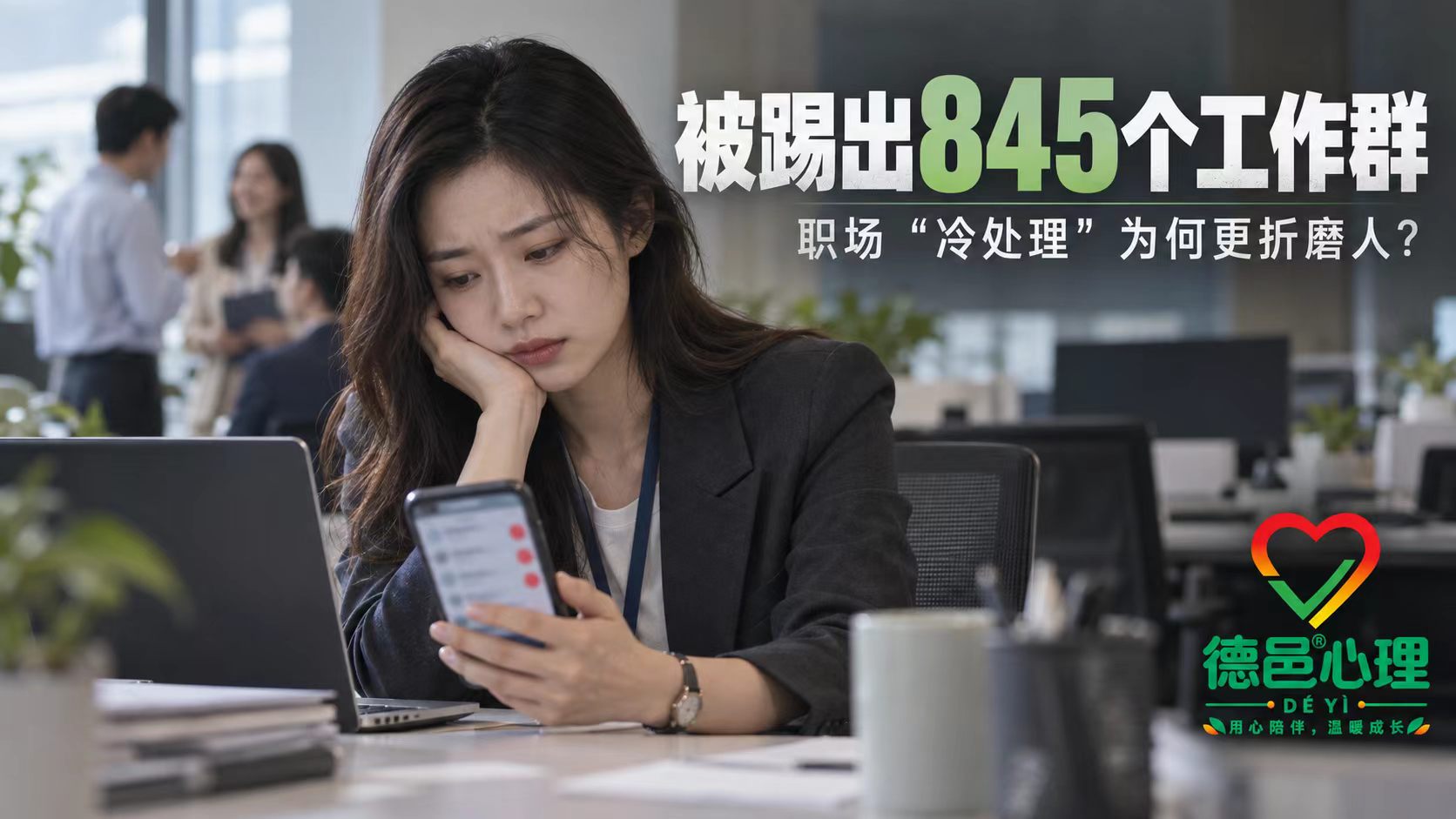 职场冷处理带来的排斥感焦虑与自我怀疑 职场员工被排除在工作沟通之外后独自面对焦虑和自我怀疑