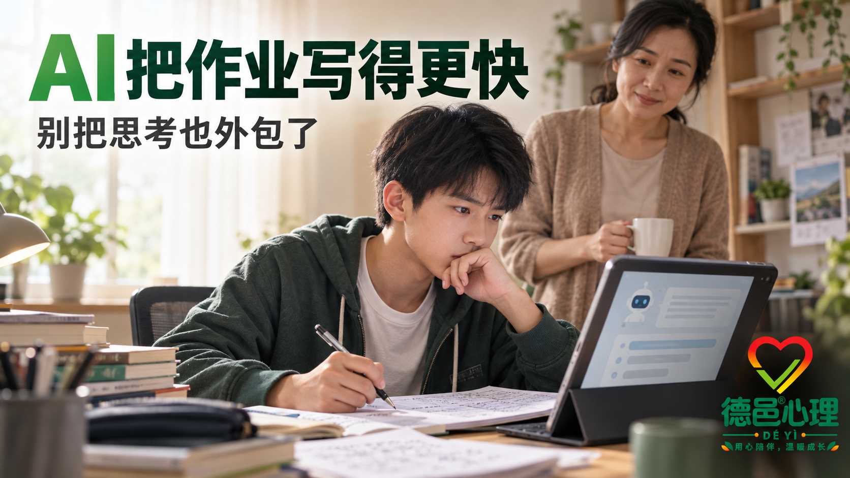 孩子用AI写作业与学习思考外包问题 中学生使用生成式AI辅助完成作业并保留独立思考过程