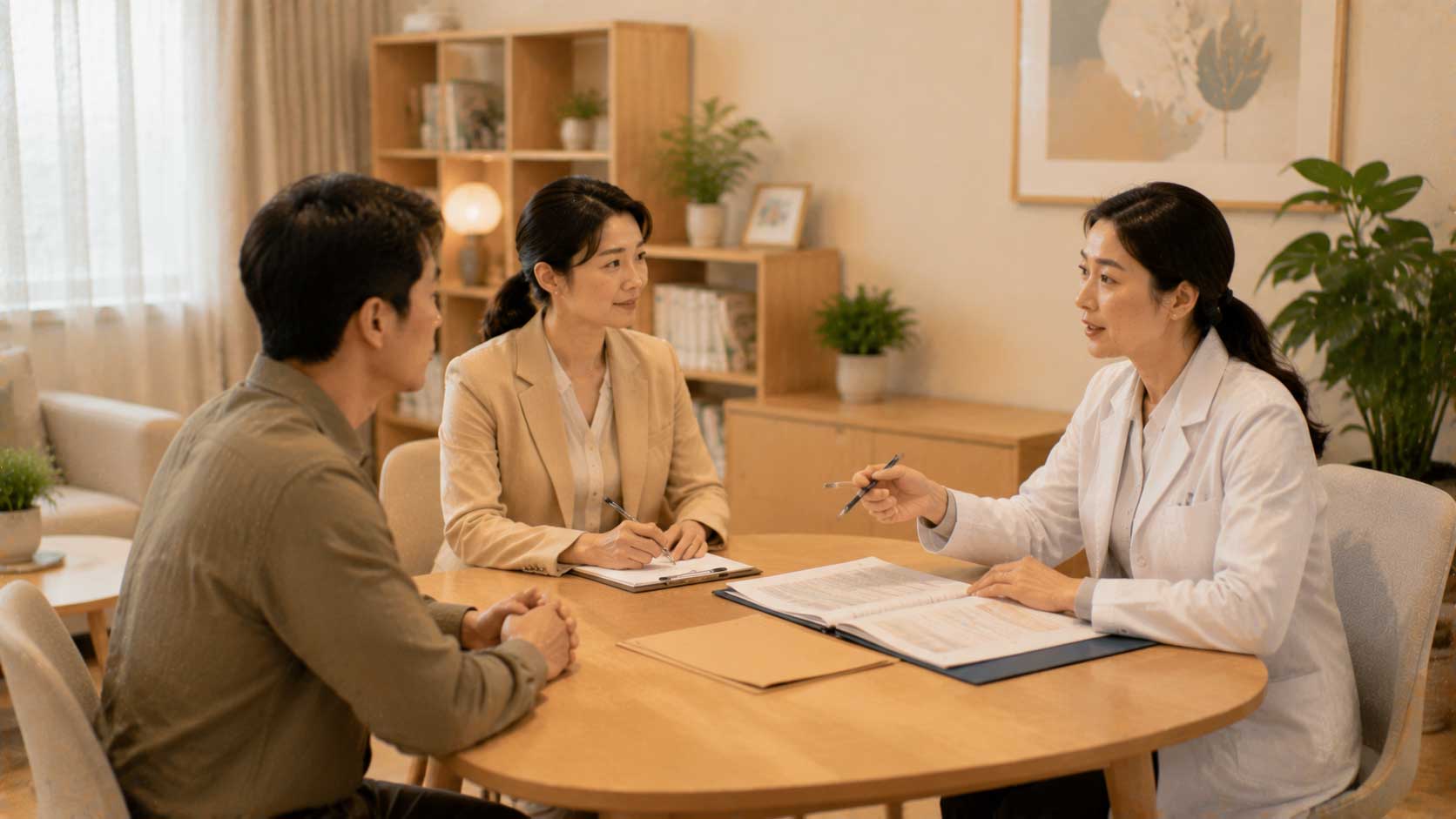 精神心理科医生与焦虑患者共同评估药物治疗条件